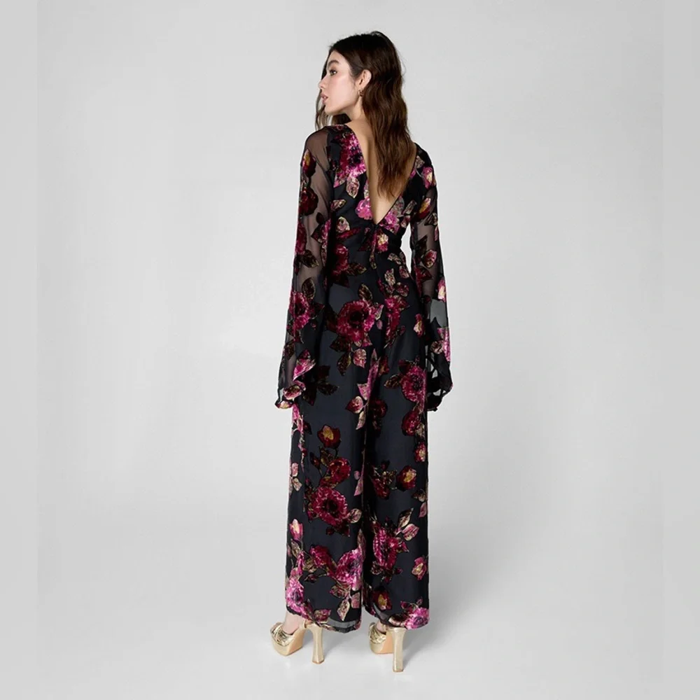 Nasty Gal Floral Black and Pink Jumpsuit - Picture 3 of 9